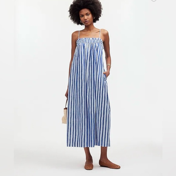 Madewell Dresses & Skirts - Madewell Blue & White Vertical-Stripe Spaghetti Strap Maxi Dress